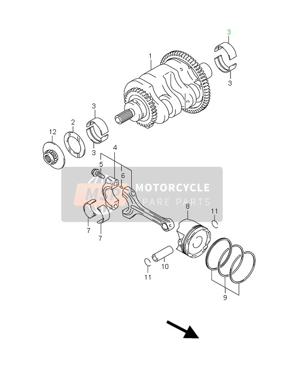 Suzuki AN650(A)(AZ) BURGMAN EXECUTIVE 2008 Crankshaft for a 2008 Suzuki AN650(A)(AZ) BURGMAN EXECUTIVE